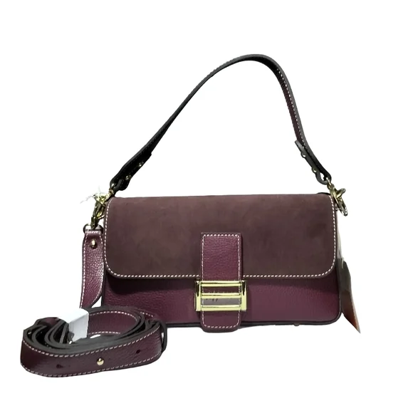 Divina Firenze Italian Leather Chic Maroon Bordeaux Shoulder Bag NWT - Picture 1 of 6